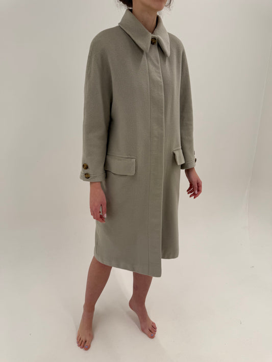 Palton silver gray din cașmir, Angora și lana extrafina în croi minimalist