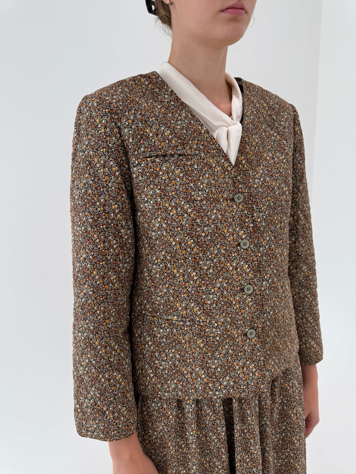 Set luxury Bogner vintage din matlase fin de bumbac în nuanțe de maro și ivoire