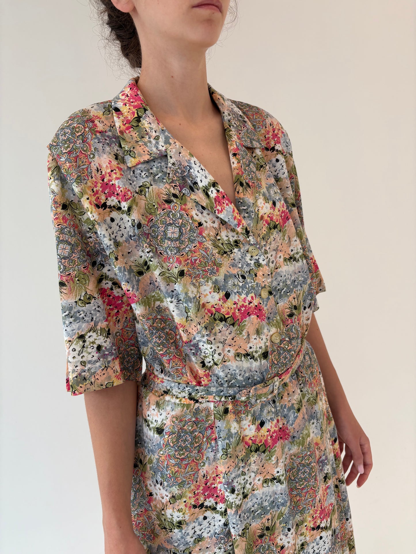 Rochie vintage cu print superb și talie marcată elastică