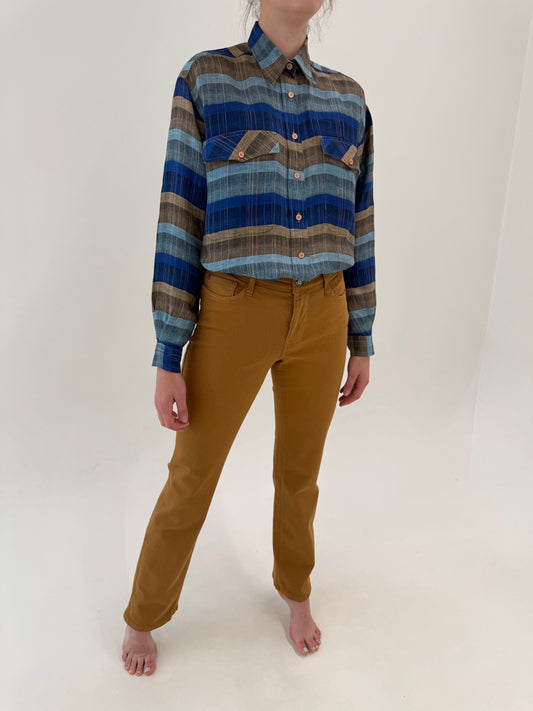 Pantaloni tall caramel din bumbac premium modelator de vară