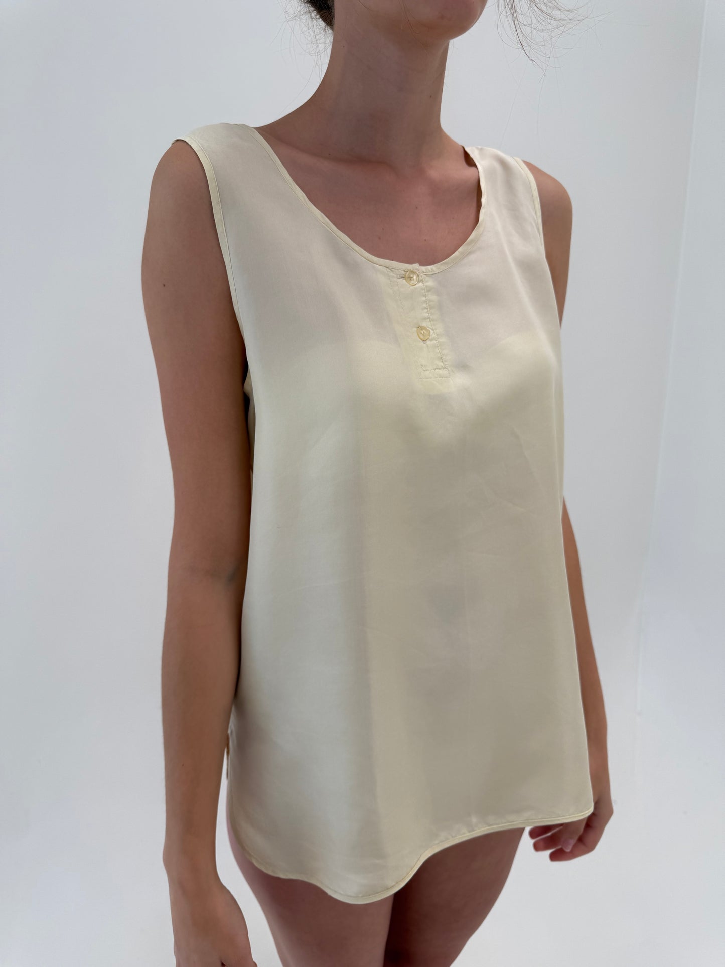 Top minimalist din mătase naturală butter yellow