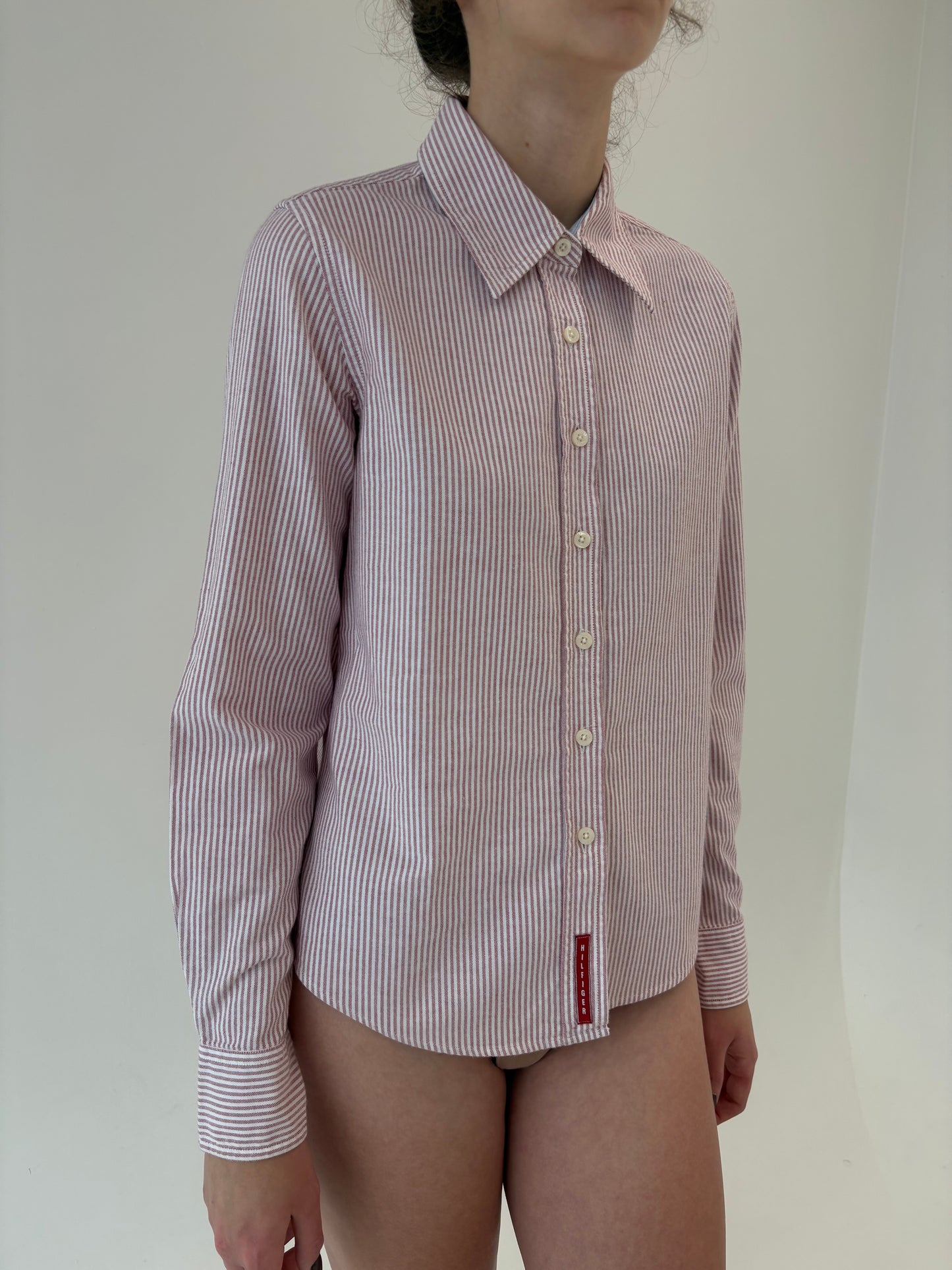 Cămașa Tommy Hilfiger din poplin gros de bumbac cu dungi verticale