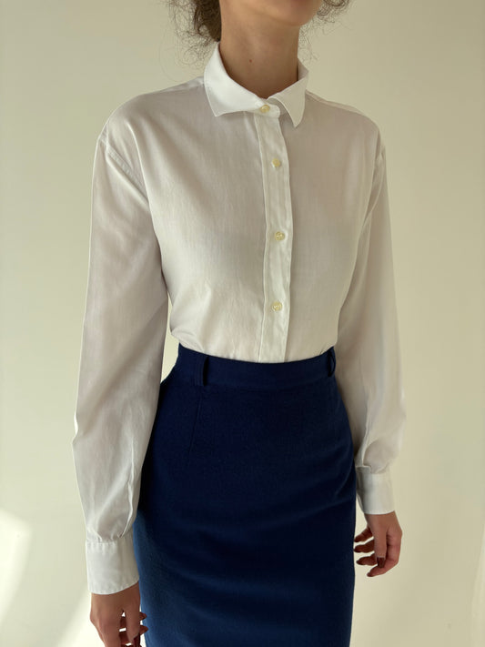 Cămașa albă din poplin gros excepțional de bumbac