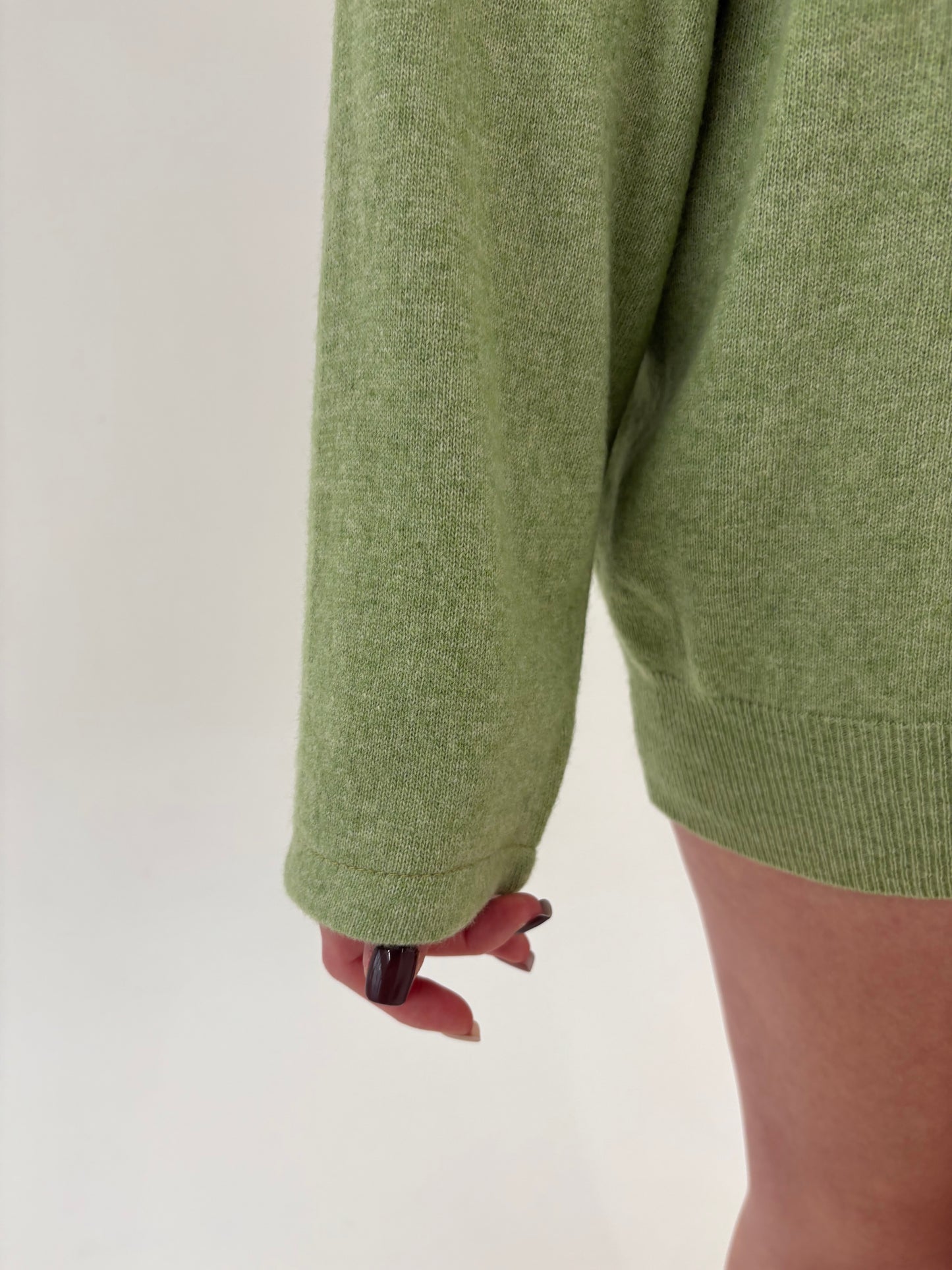 Pulover plus size excepțional din lana și cașmir pistachio green