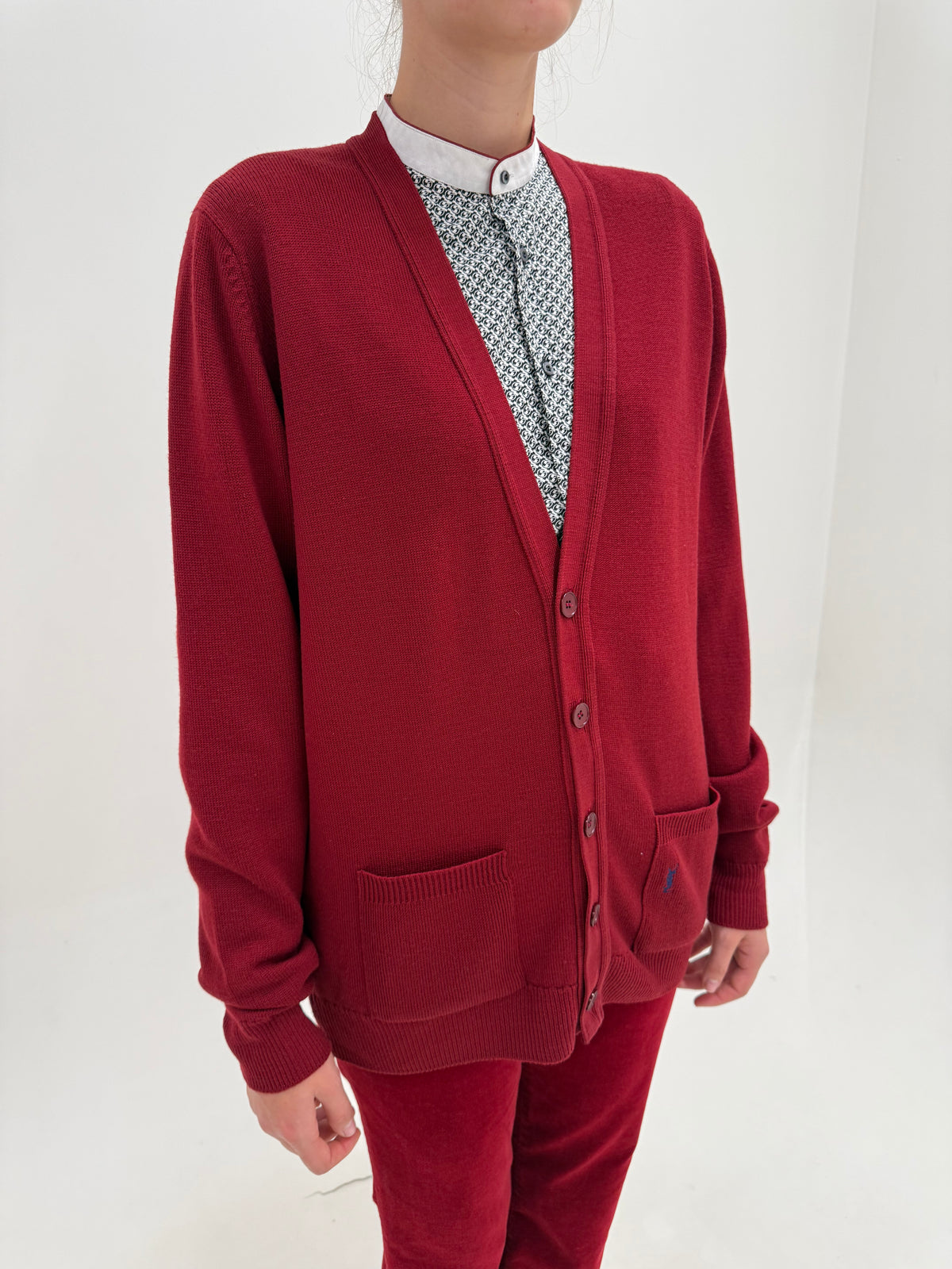 Cardigan Yves Saint Laurent vintage whine red din lana extrafina