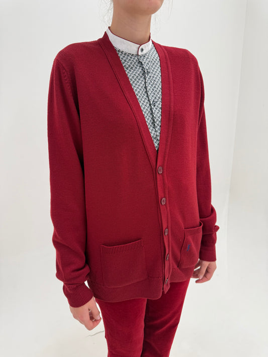 Cardigan Yves Saint Laurent vintage whine red din lana extrafina