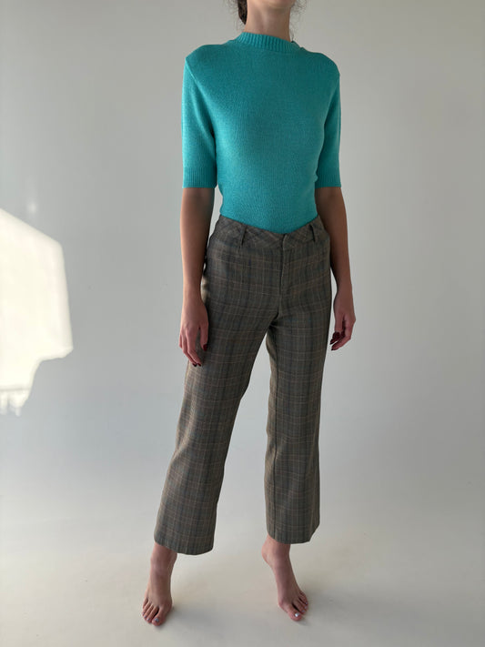 Pantaloni Stefanel din stofita confort în carouri ușor strech