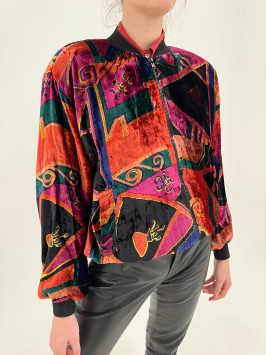 Bomber vintage din catifea cu mâneci ample și lansetă îngustată