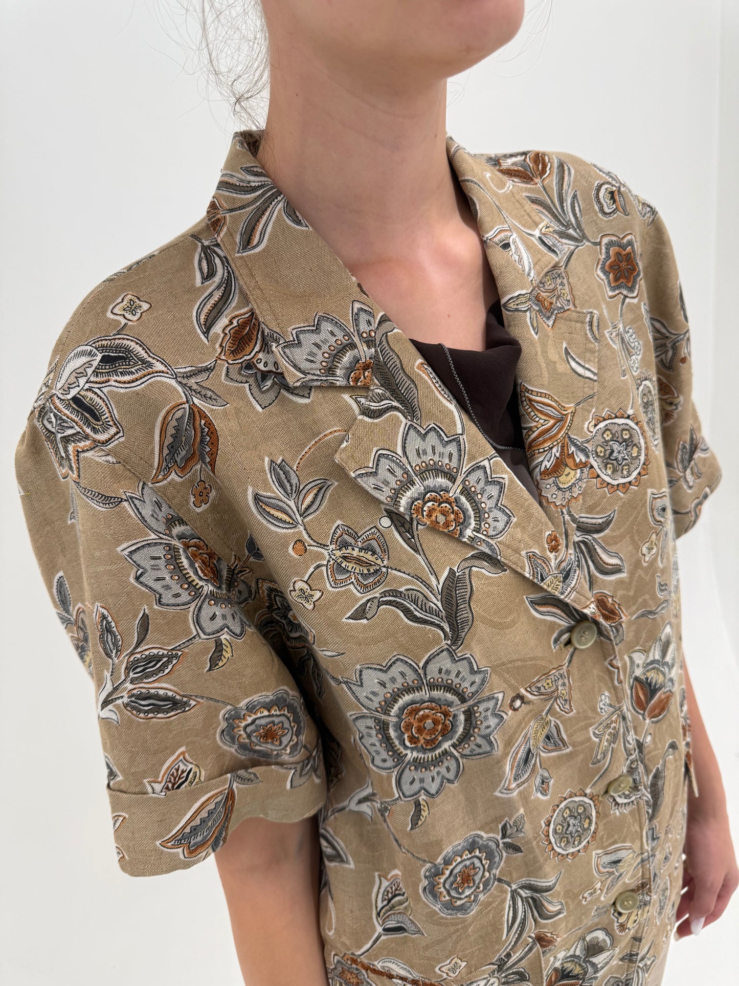 Sacou Max Mara camel din in cu print organic în culori neutre