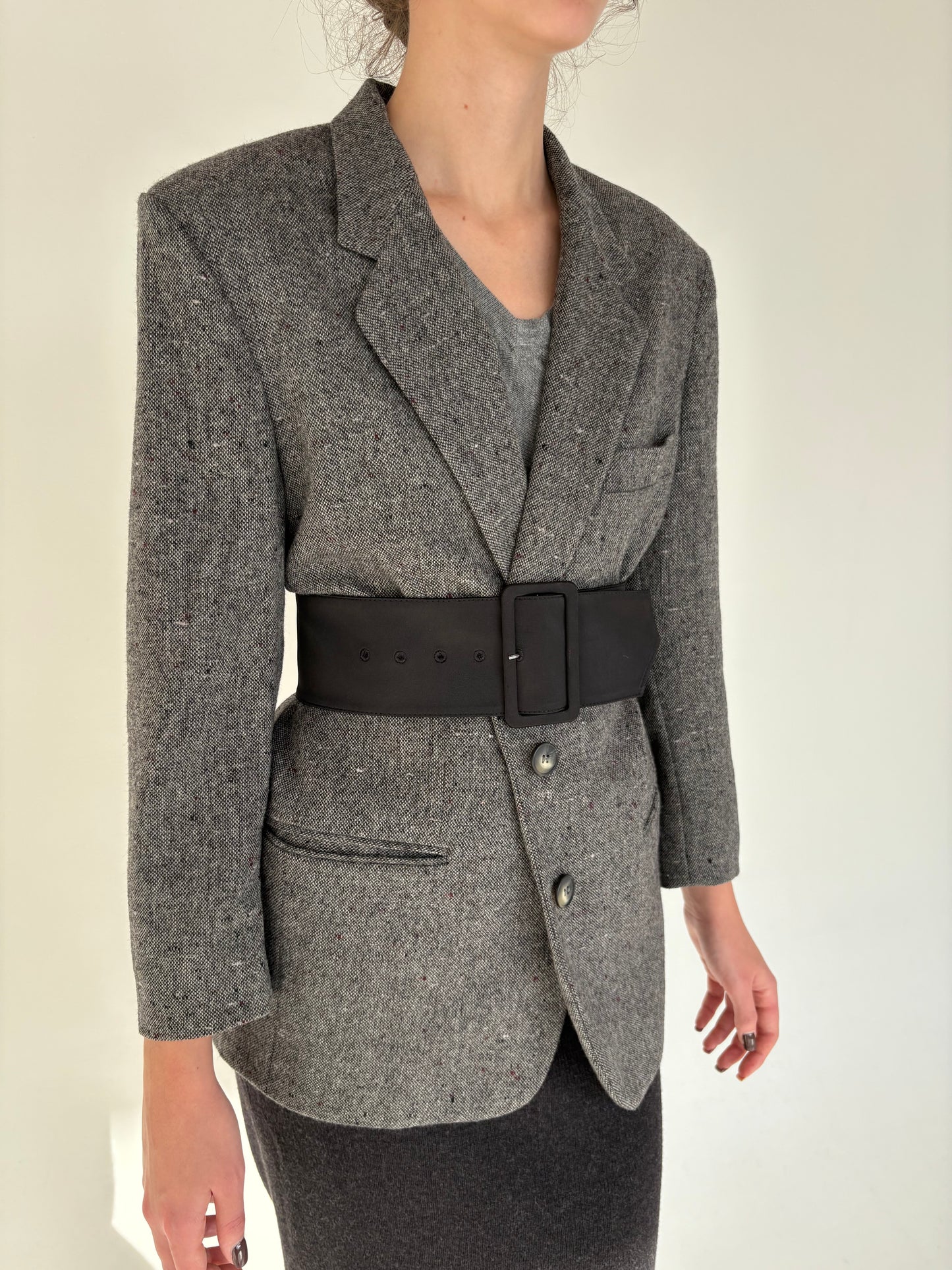 Sacou luxury petite din tweed de alpaka și mohair cu inserții burgundy