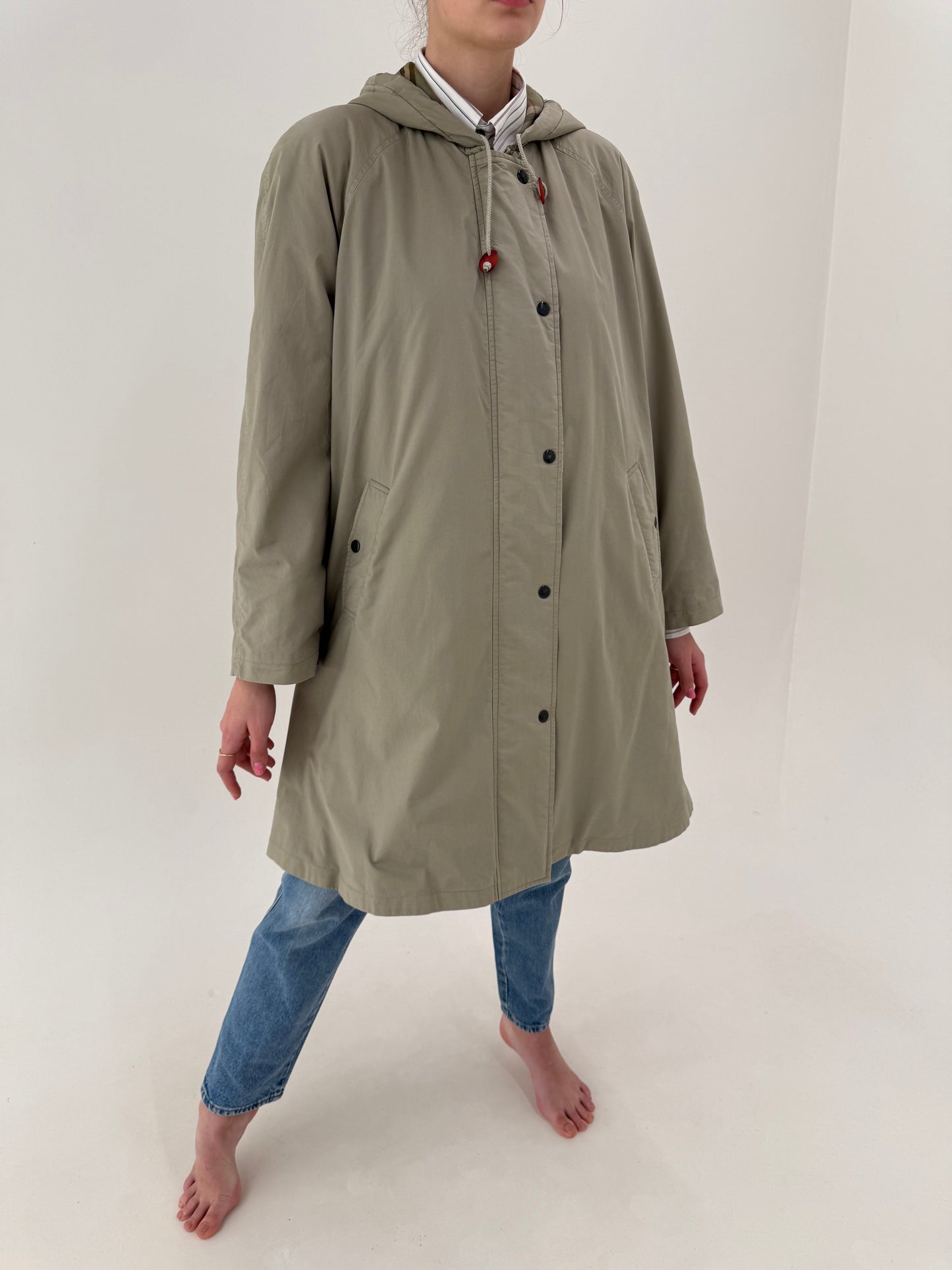Parka vintage Burberry very light sage green cu glugă