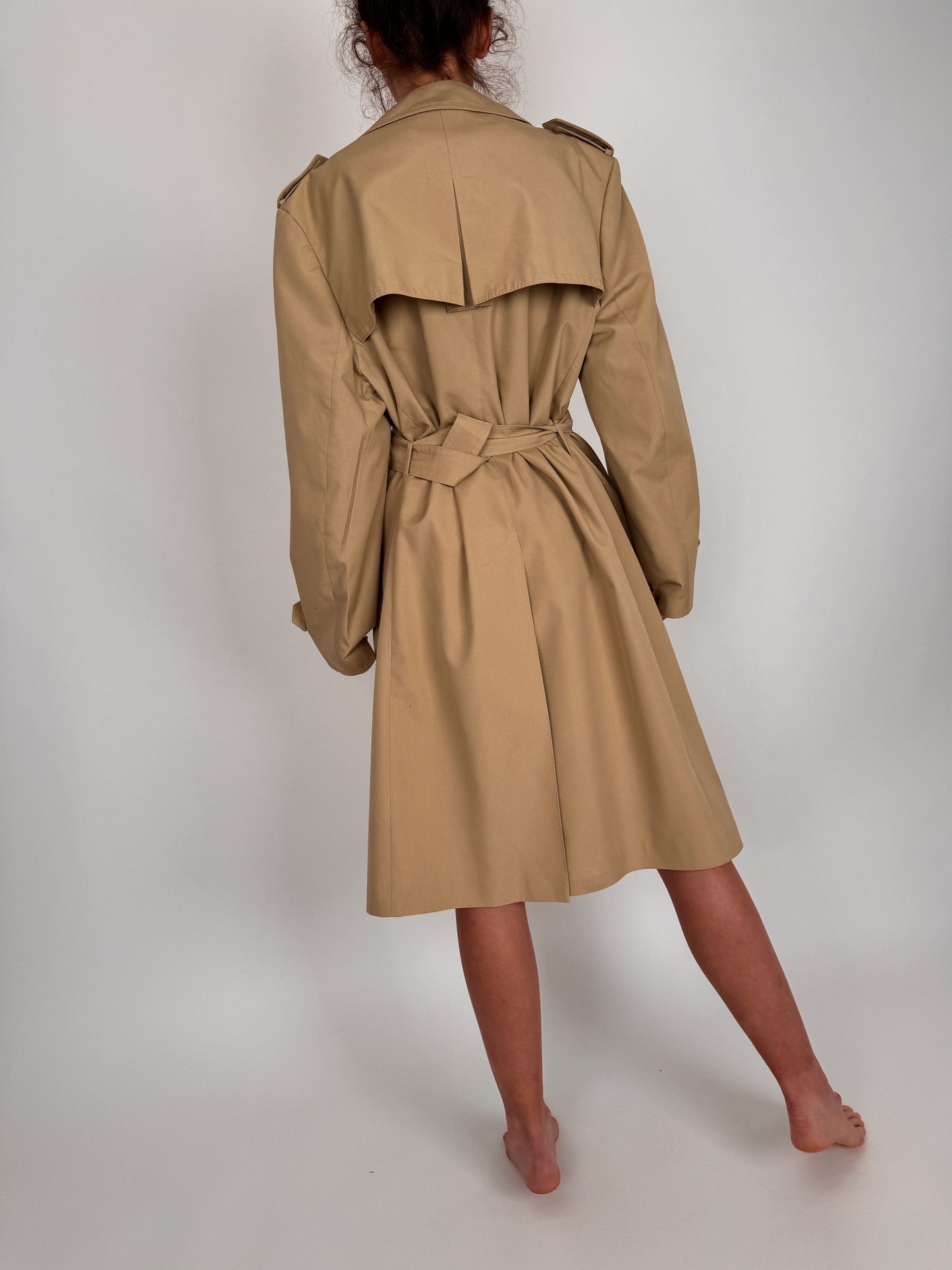 Trench vintage premium camel cu talie marcată reglabilă