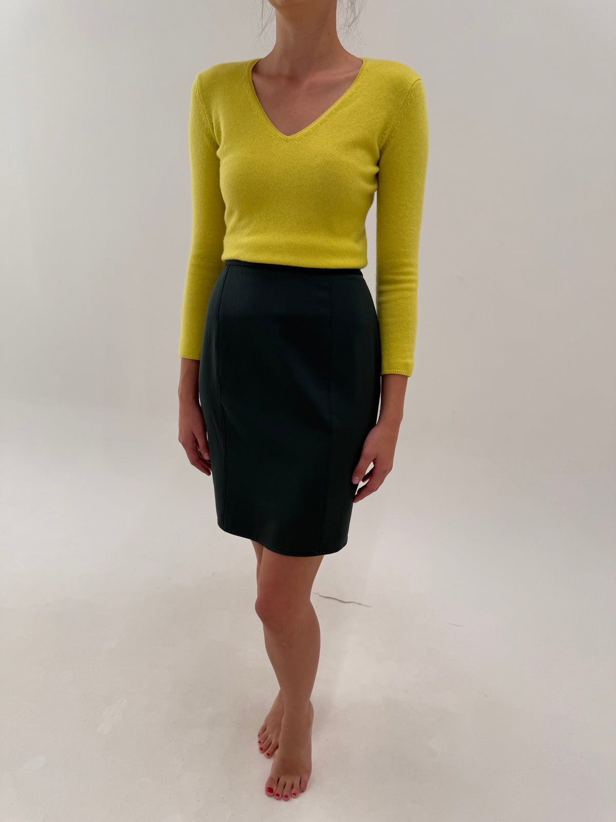 Fustă vintage luxury Les Copains cu talie ultra înaltă din stofă modelatoare de lana