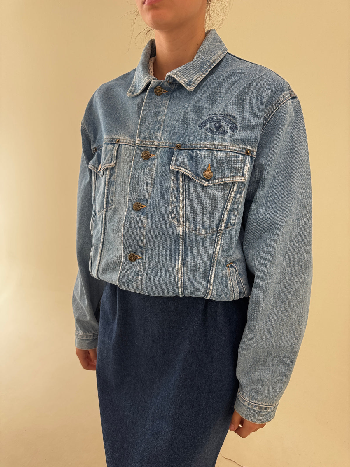 Geaca Armani vintage tall din jeans de bumbac structurat