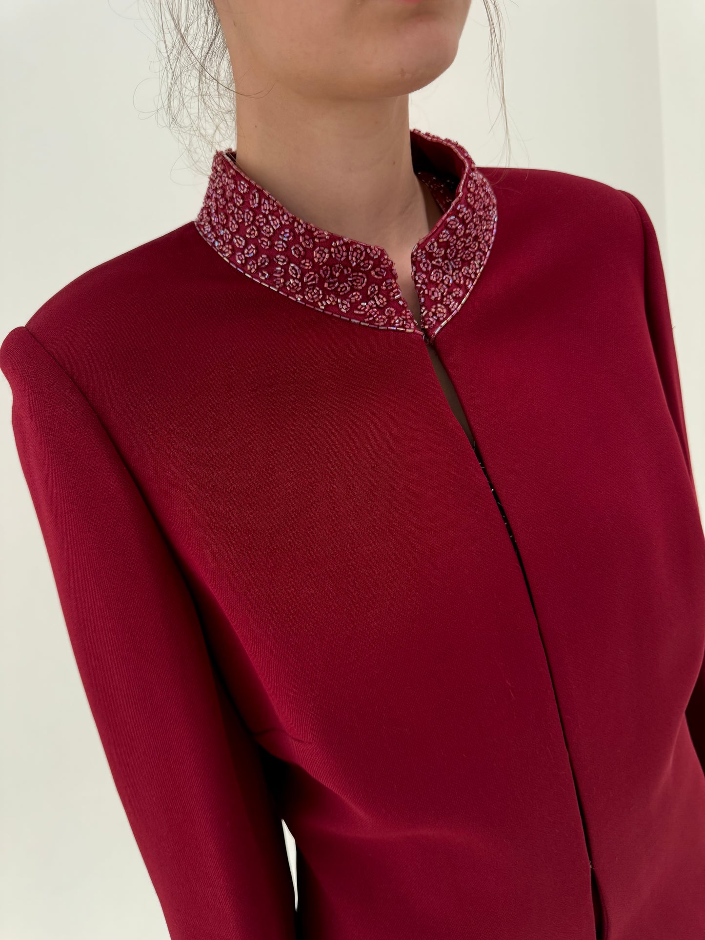 Set burgundy luxury Luisa Spagnoli cu aplicații manuale de la business la seara