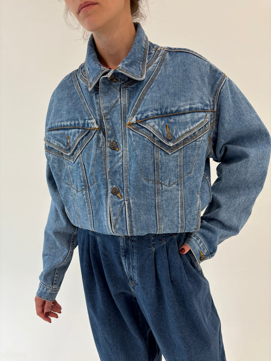 Geacă old vintage din jeans structurat anii 80