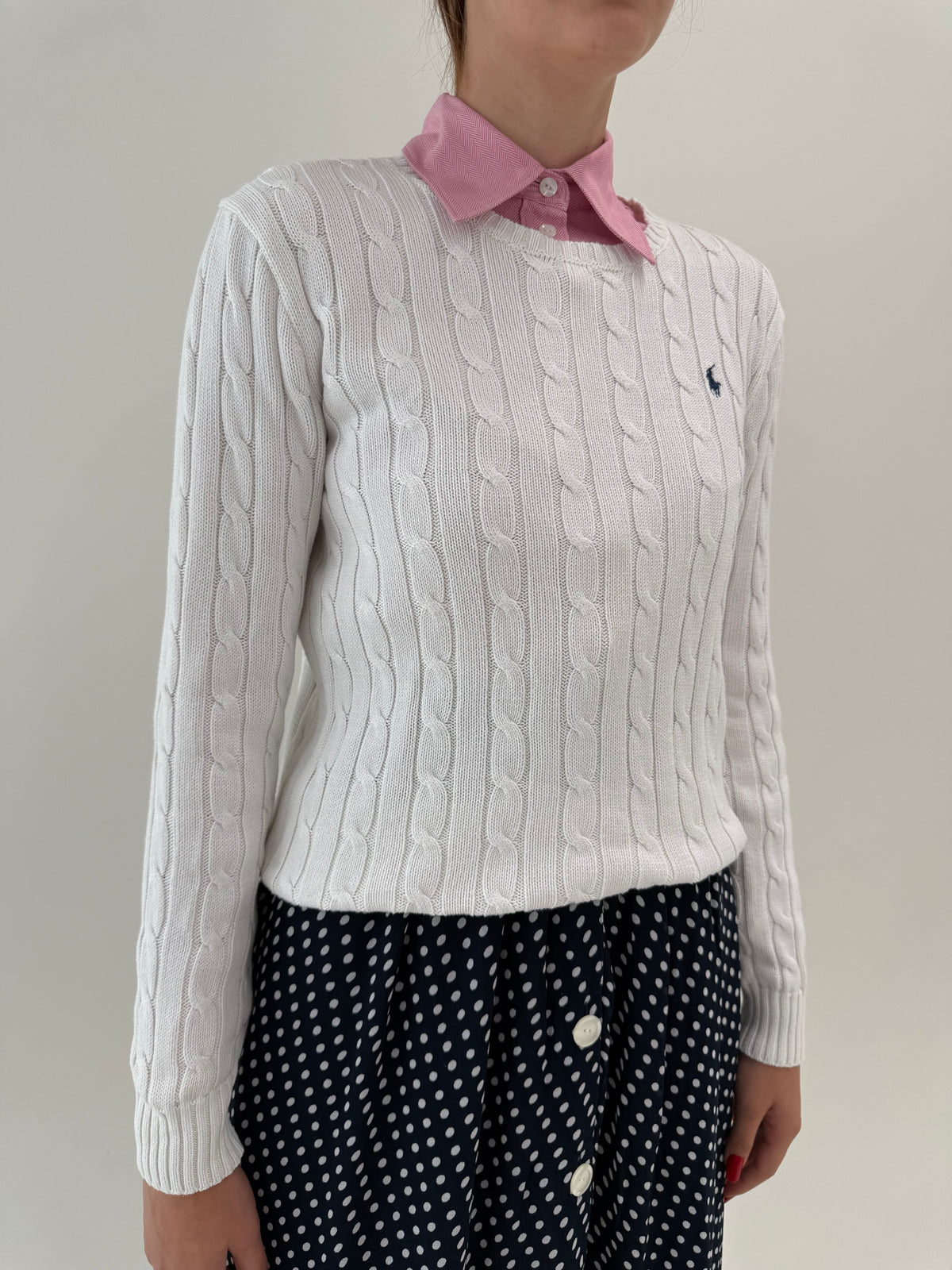 Cable knit clasic Polo Ralph Lauren din bumbac de gramaj mare