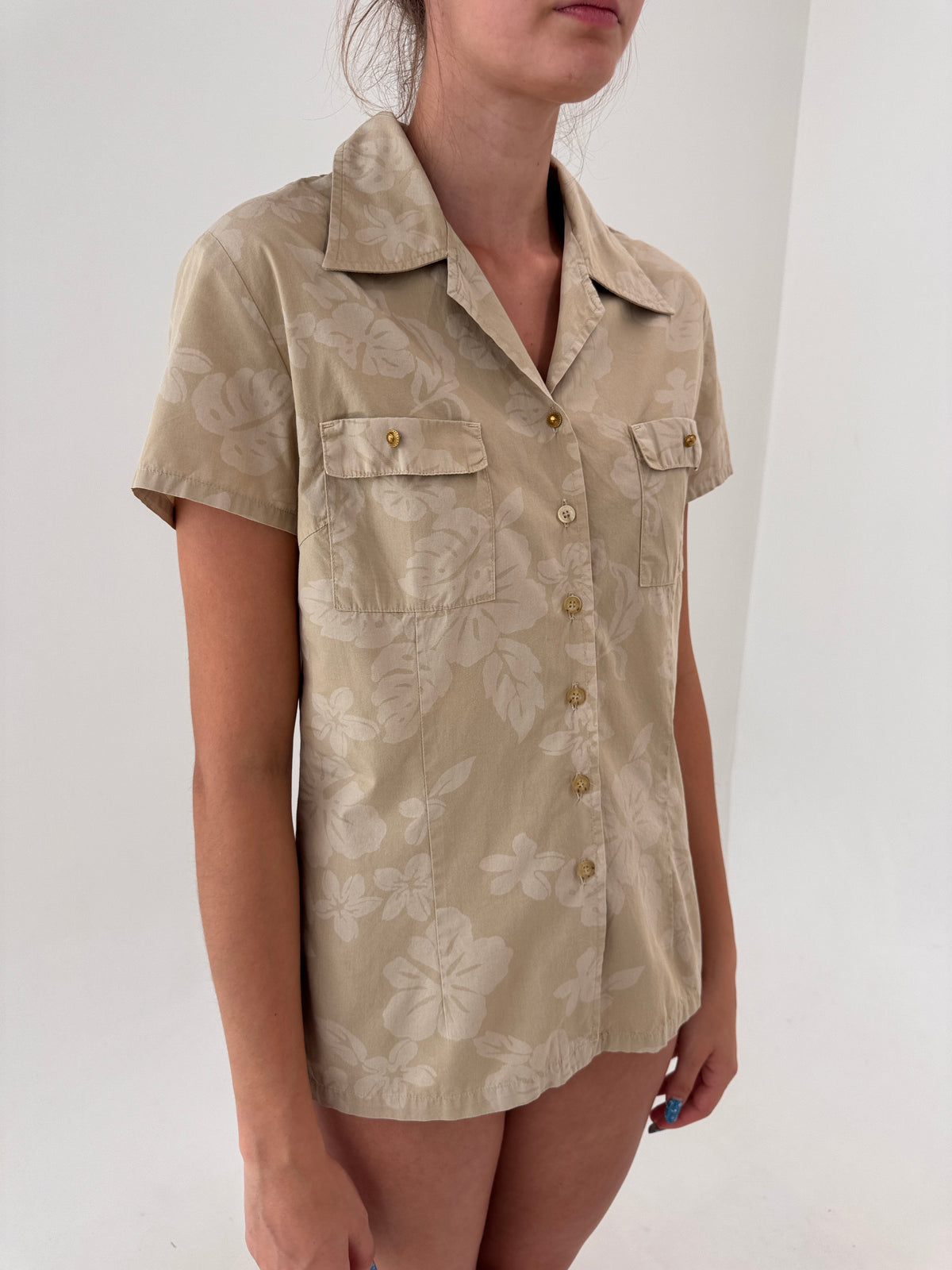 Set safari luxury Les Copains camel cu print nude din canvas de bumbac