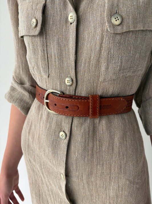 Centura vintage italiană din piele naturală premium lucrată superb