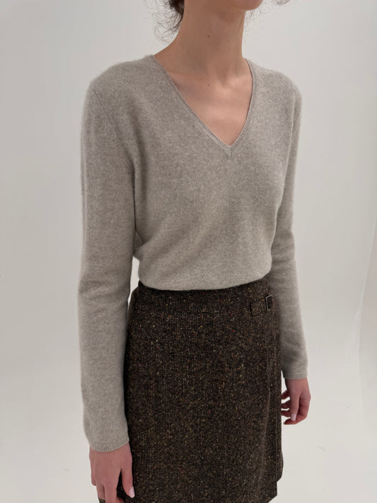 Pulover warm gray din cașmir multiply  în anchior