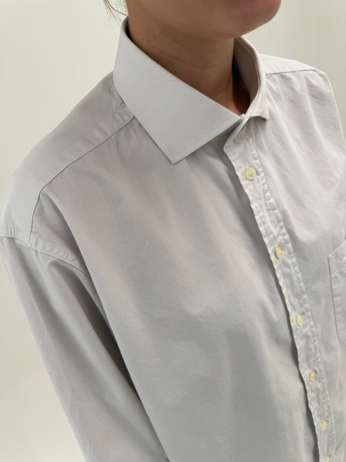 Cămașa Valentino vintage off white din poplin gros de bumbac