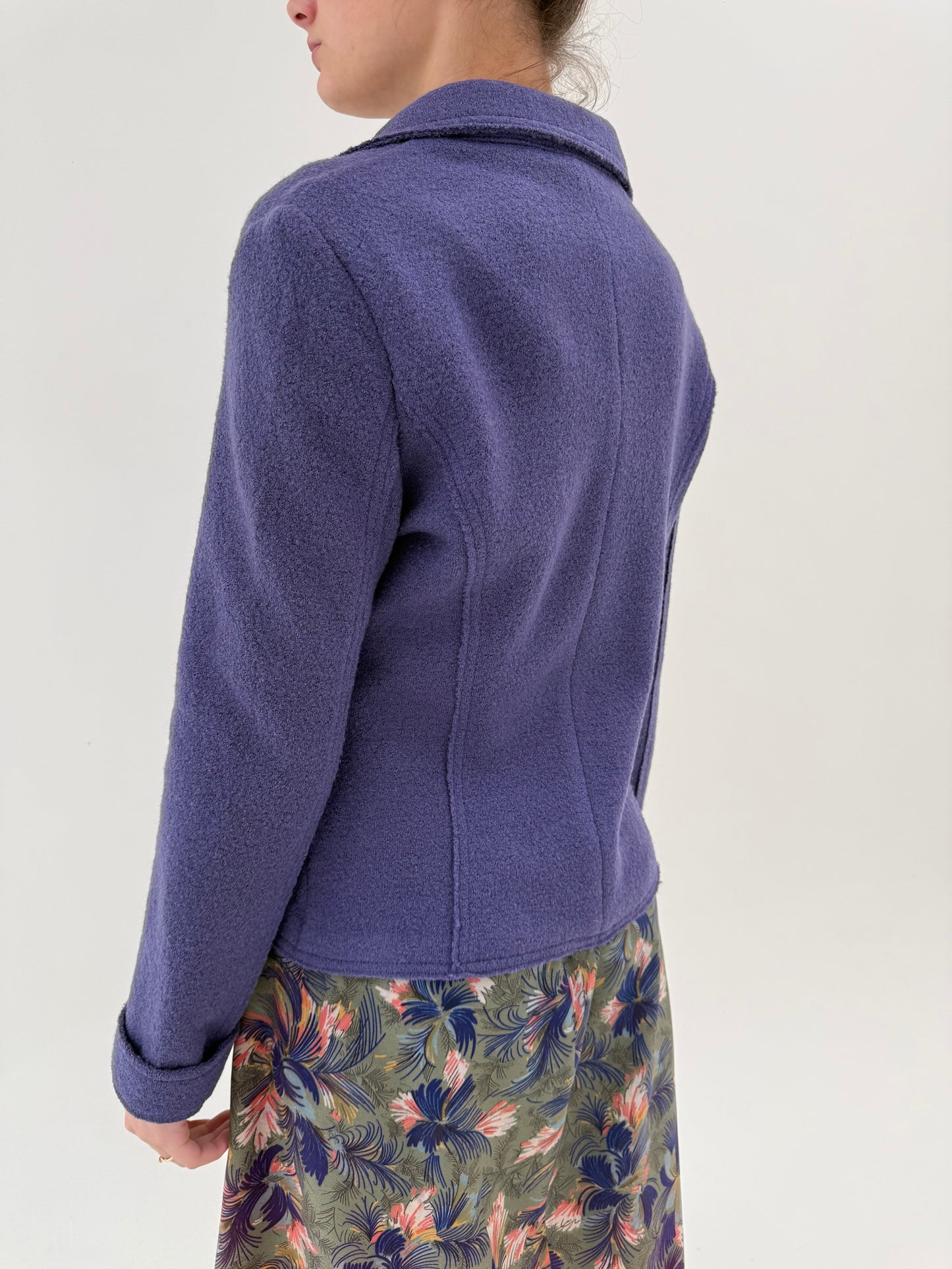 Sacou dusty lavender din boiled wool ultra confort cambrat italian