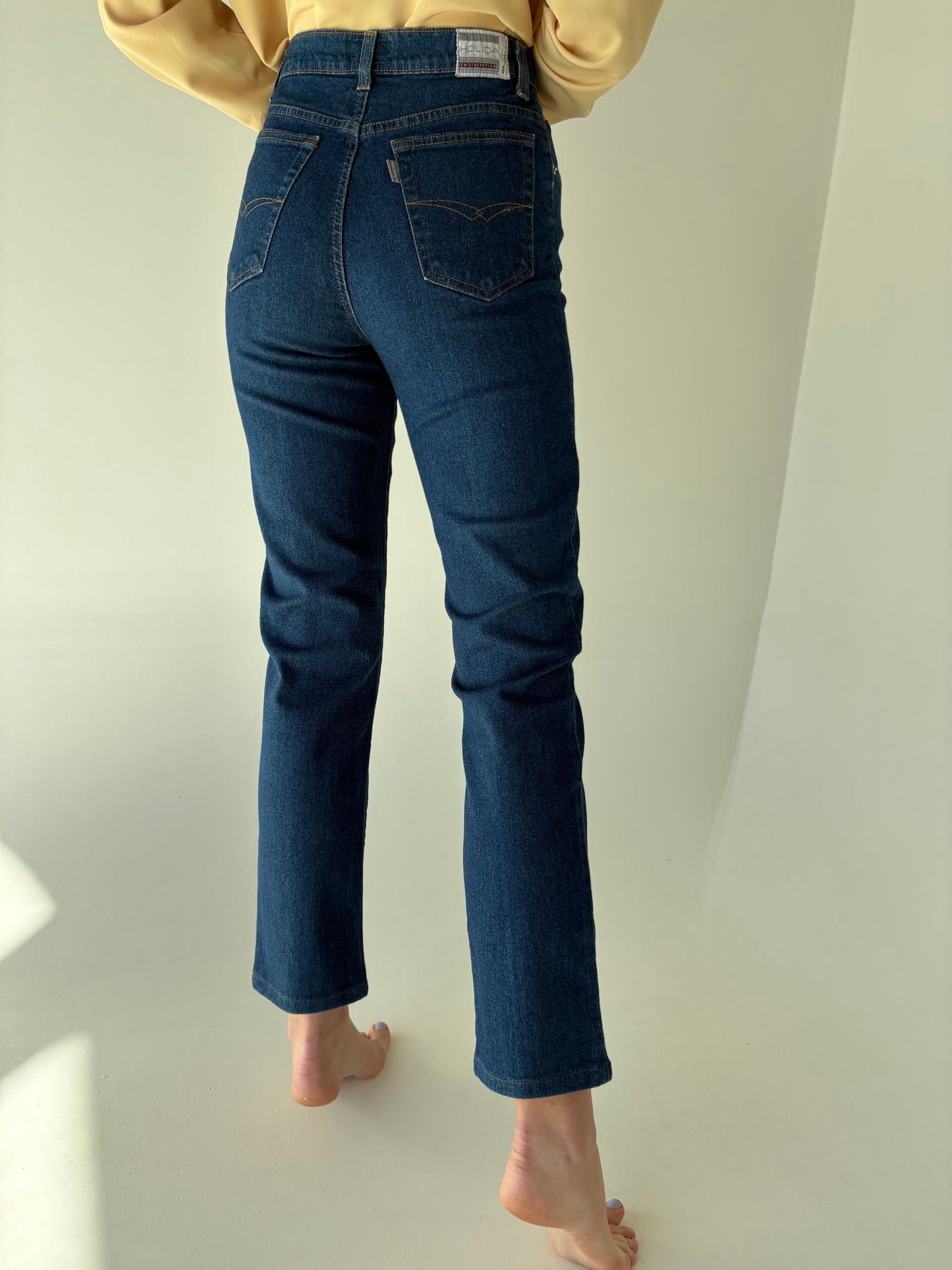 Jeans vintage dark wash ultra confort modelatori cu talie înaltă