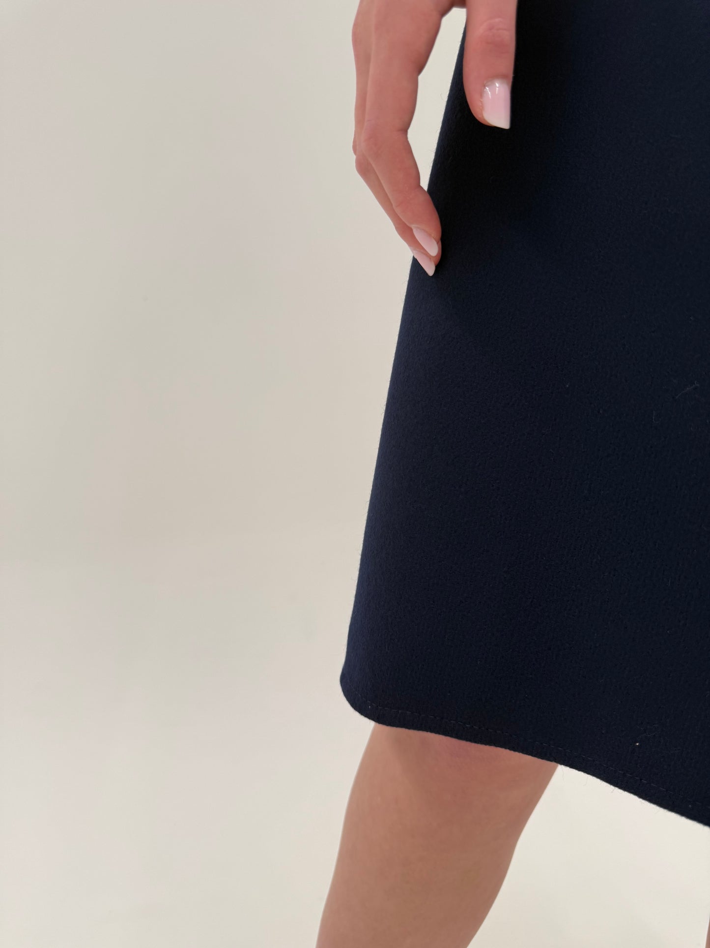 Fustă vintage din lana extrafina structurată Navy blue