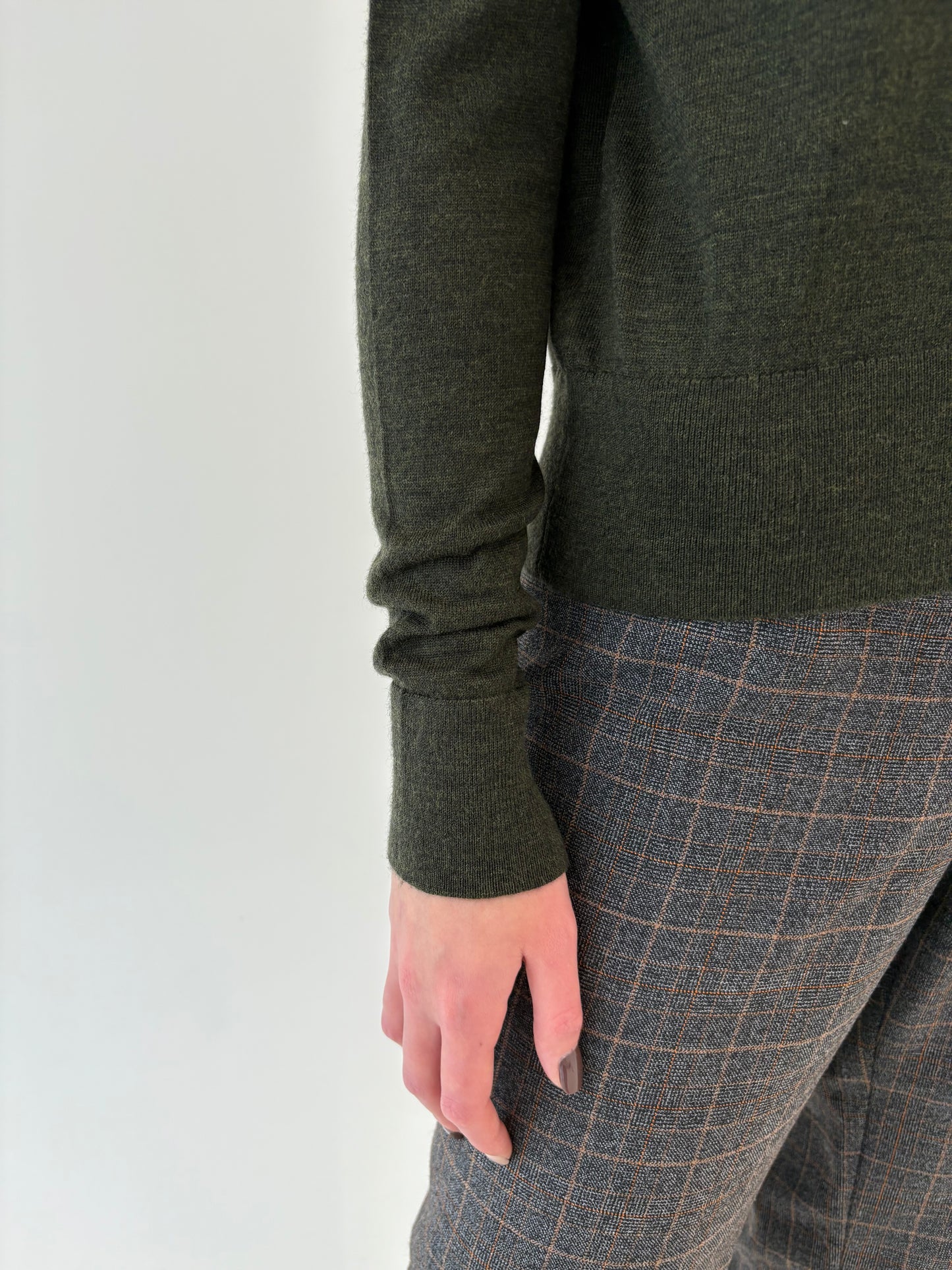 Cardigan dark orest green din lana merino extrafina de gramaj mare