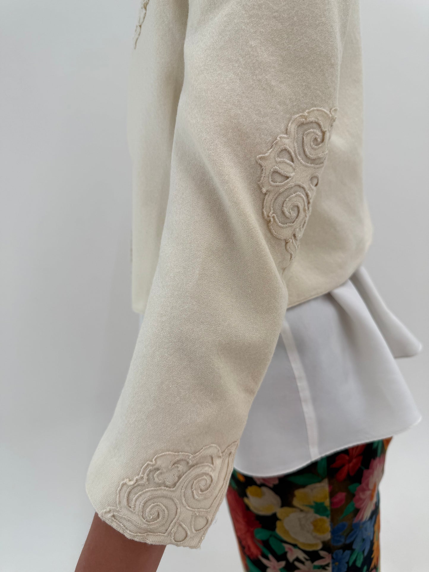 Jachetă Chloe old vintage 70–80 din stofă fină de lână cu broderii soutache