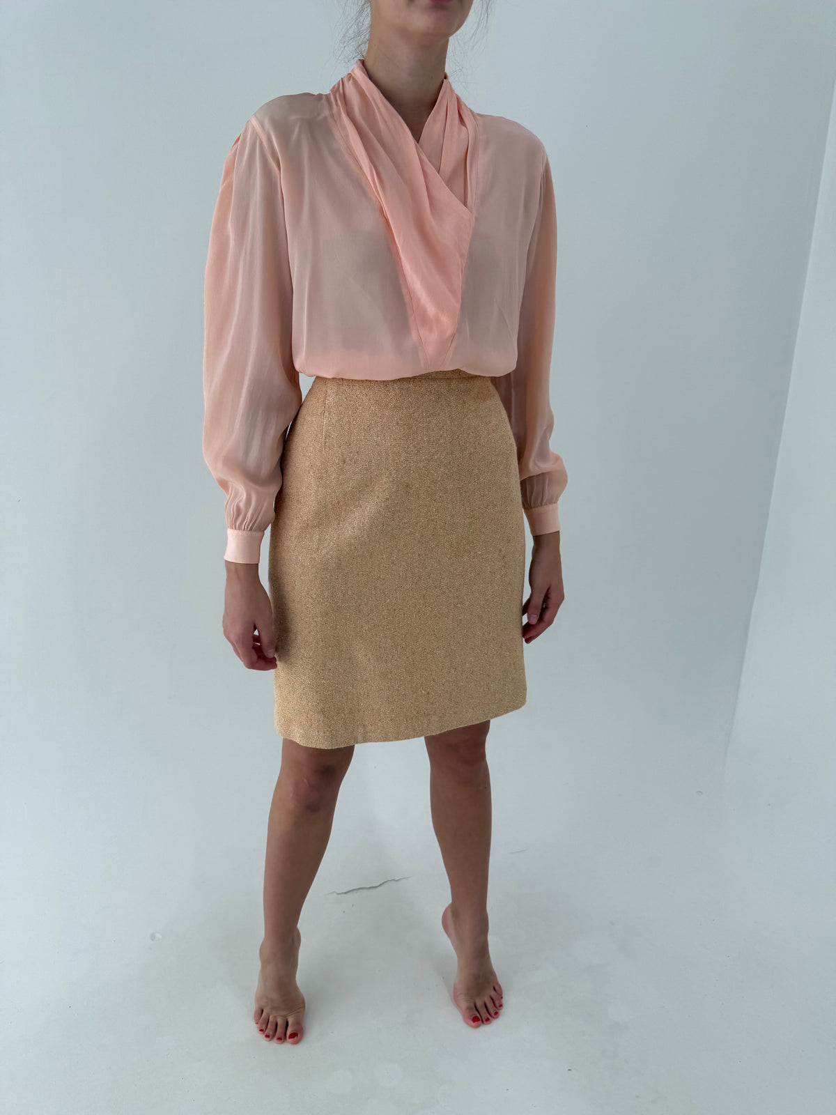 Deux piece vintage luxury din tweed Donegal 100% mătase naturală
