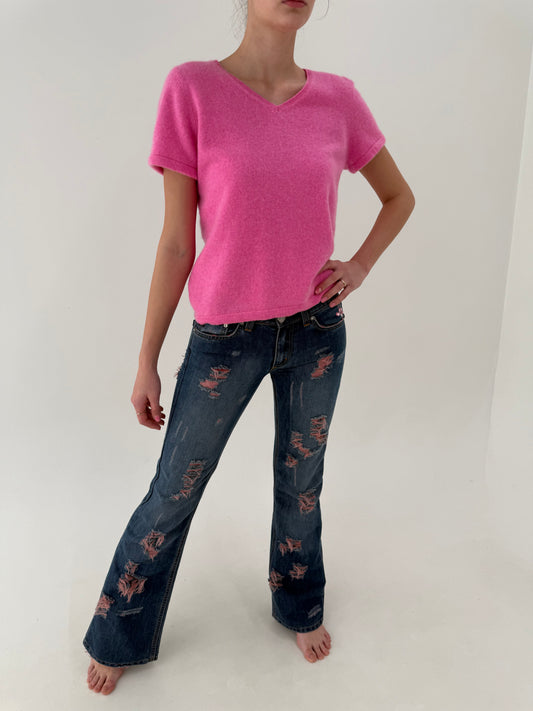 Jeans vintage Y2K luxury Roberto Cavalli evazați cu talie joasă