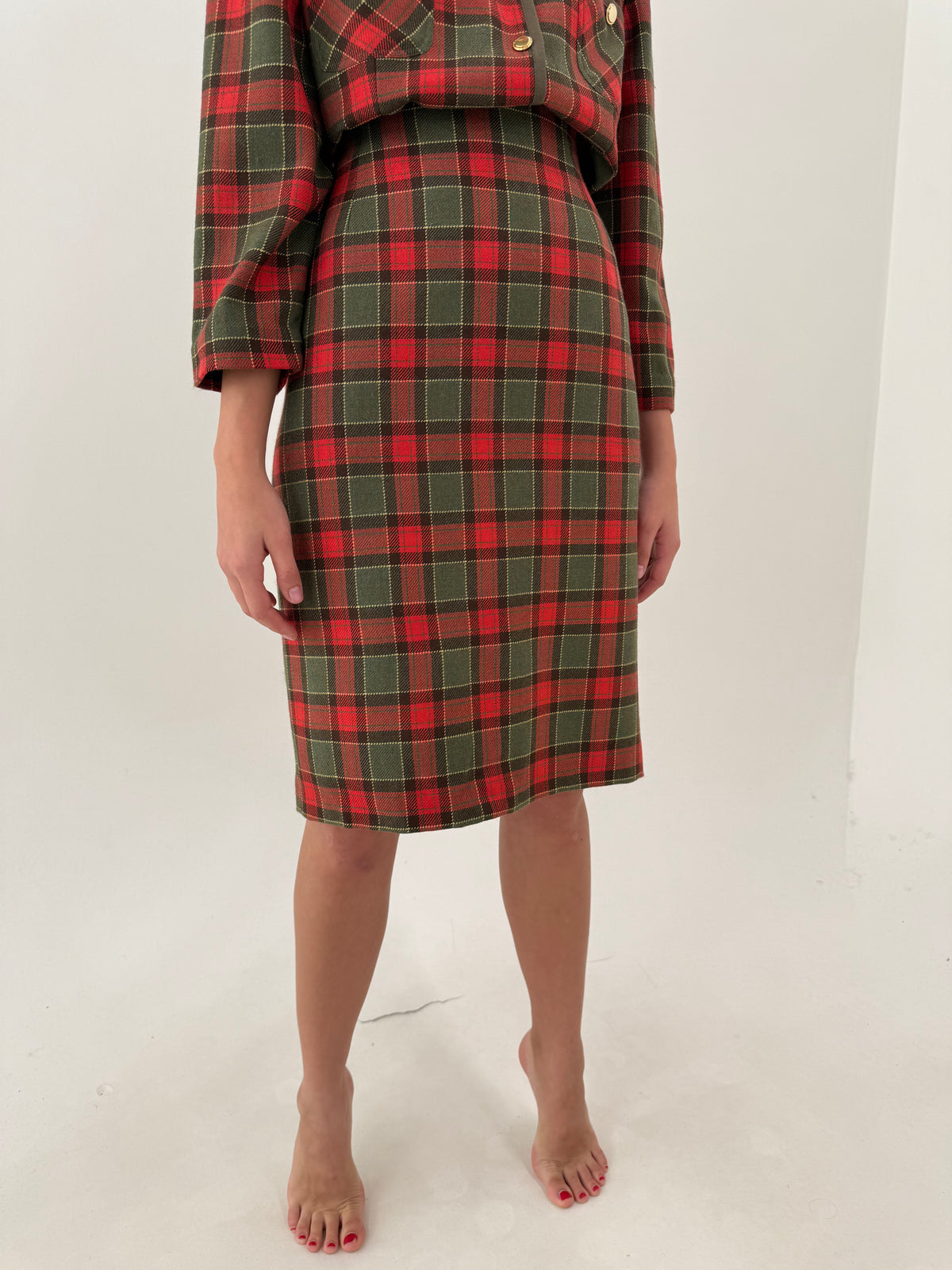 Deux vintage italian piece în carouri din  Tartan moale de lana excepțională