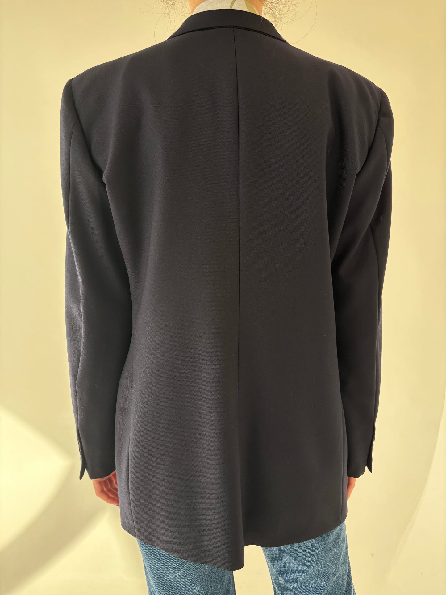 Sacou vintage navy blue italian din lana extrafina în croi actual