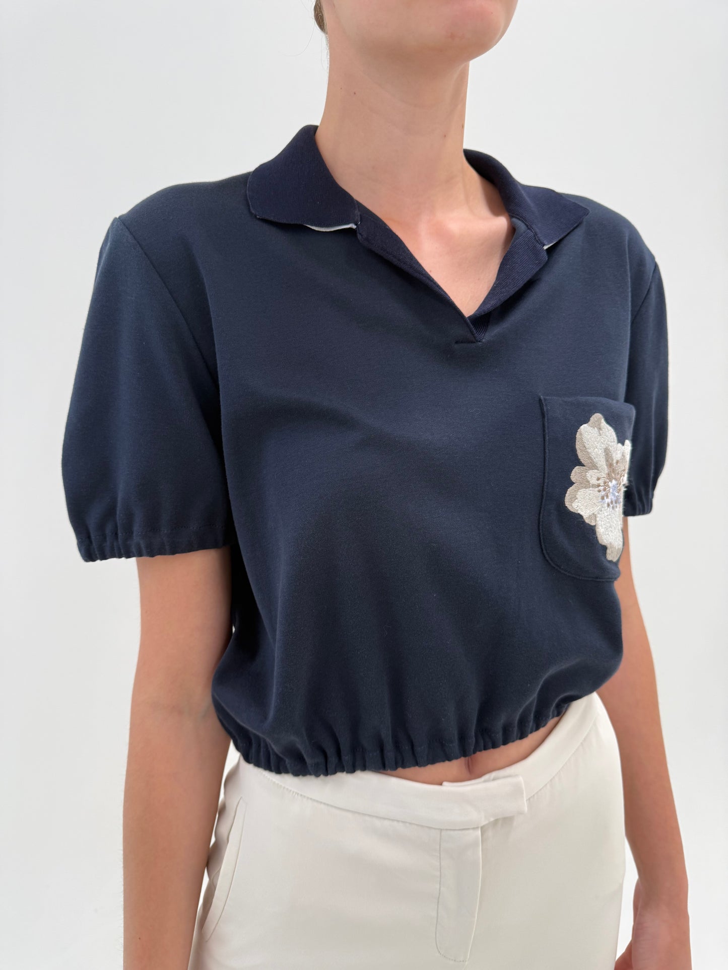 Top polo Valentino cu broderie din bumbac excepțional