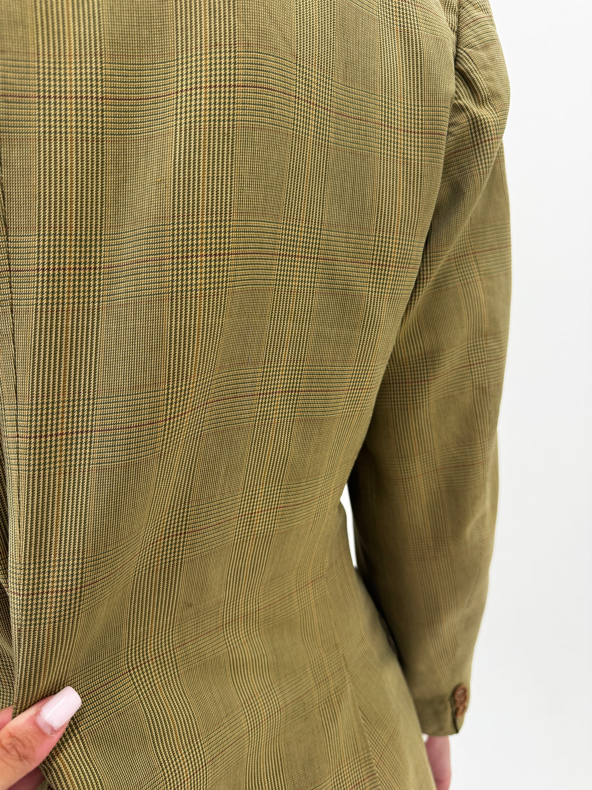 Sacou Burberry vintage în carouri fine din stofă de bumbac
