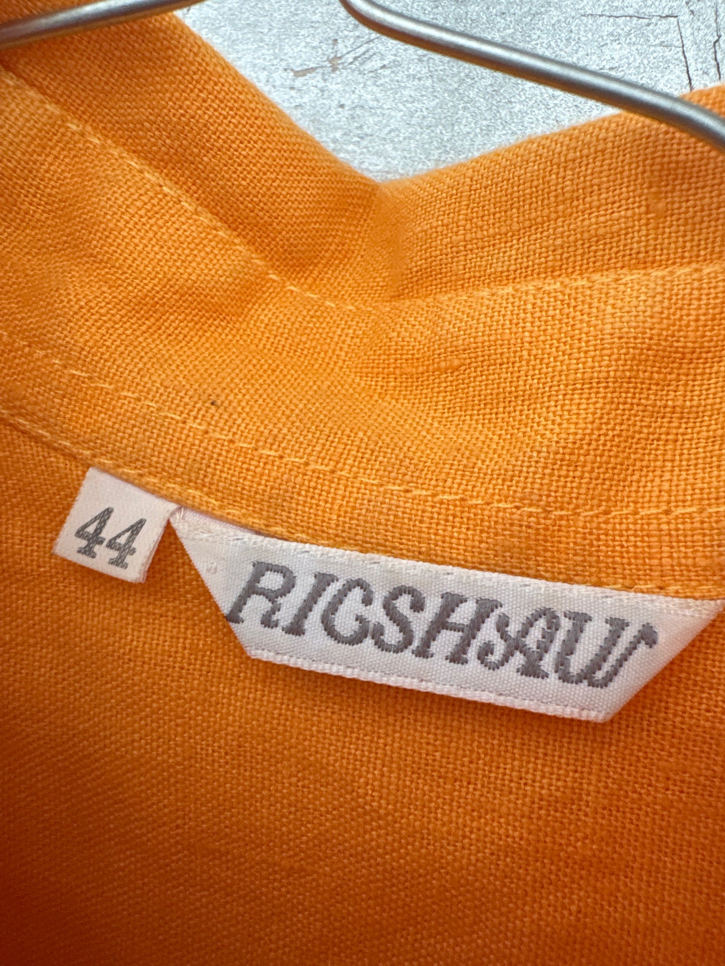 Rochie oranj in stil Safari din pânză premium de in în croi lejer