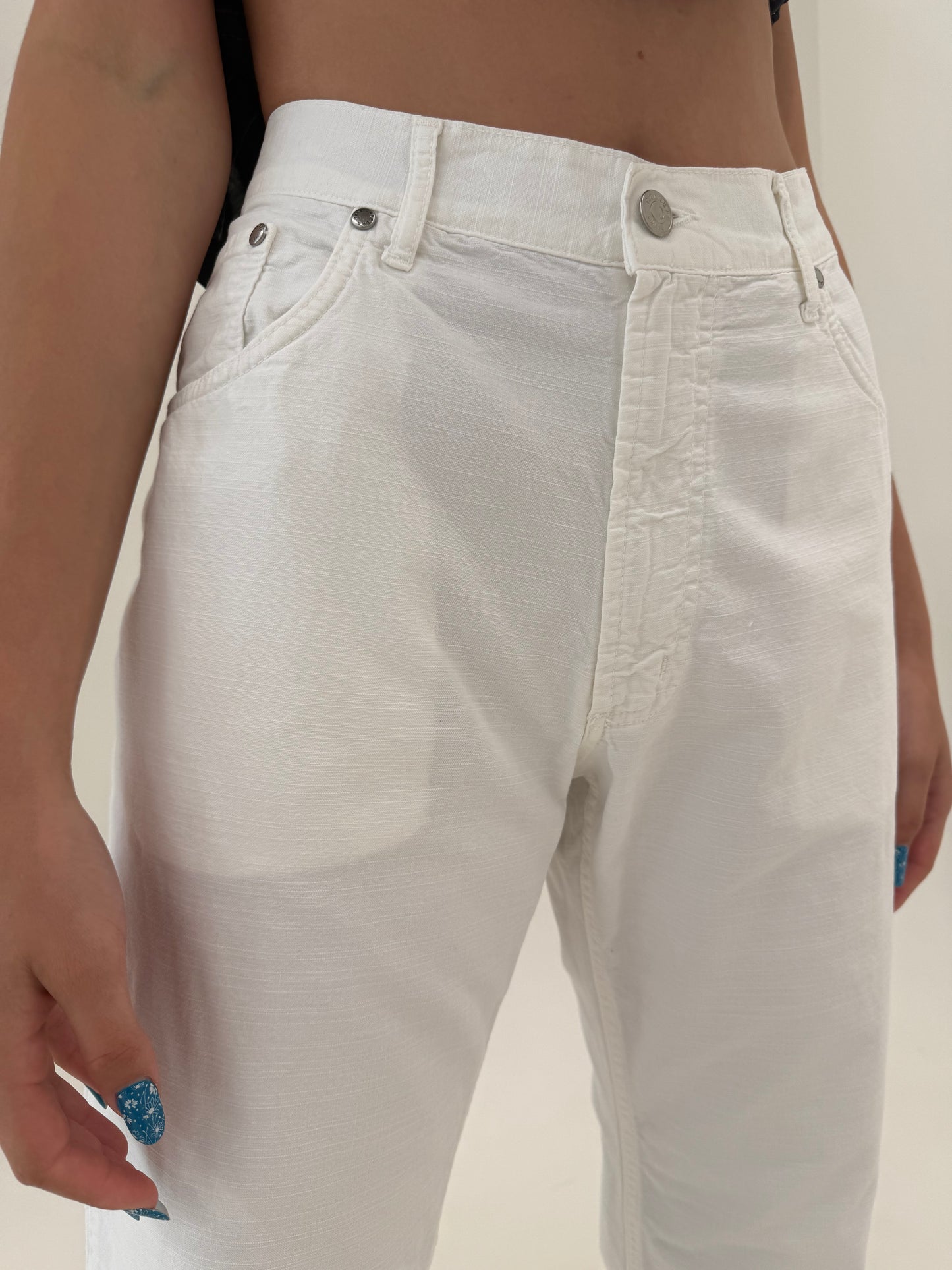 Jeans alb de vară premium italian în croi clasic