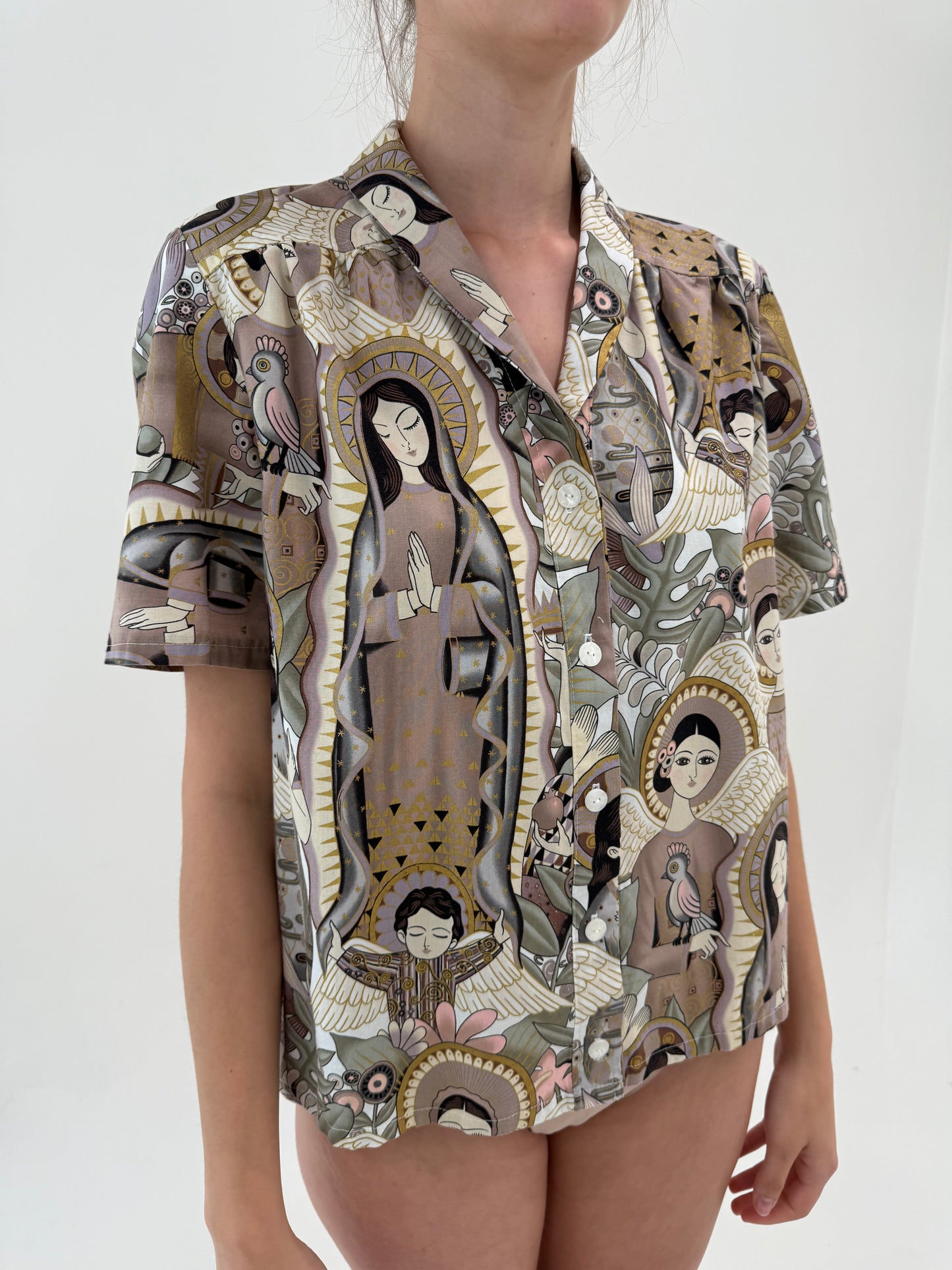 Cămașa vintage cu print în stil Dolce&Gabbana din canvas de bumbac