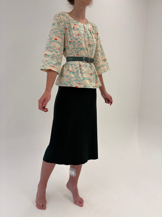 Fustă forest green din jerse de lana extrafin