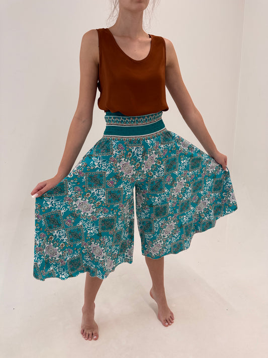 Fustă pantaloni cu talie extrem de înaltă super vaporoasă cu print paisley