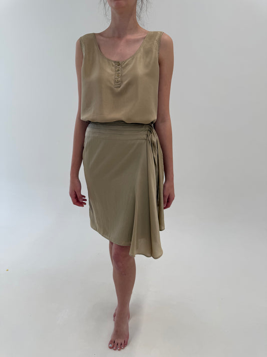 Fustă de brand luxury camel Anna Molinari în croi deosebit light gold