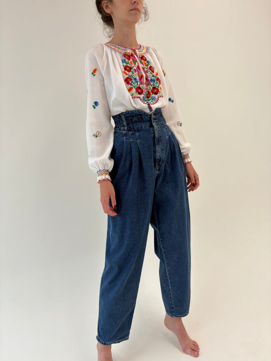 Jeans old vintage Barrel anii 80 cu talie ultra înaltă