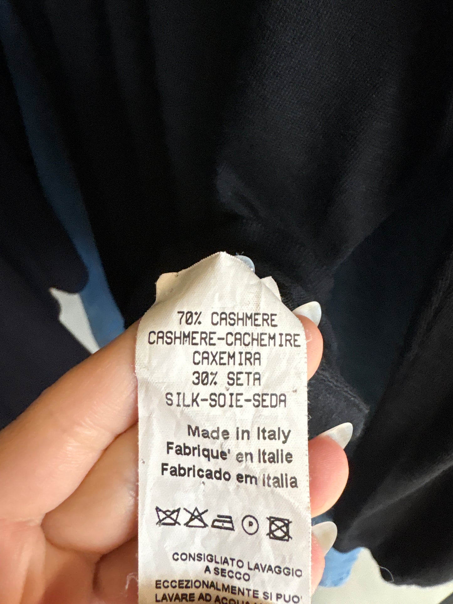 Pulover negru de brand din cașmir și mătase naturală