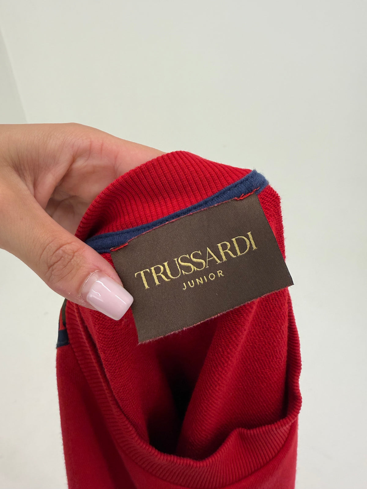 Bluză Trussardi cu influențe casual cherry red din molton de bumbac
