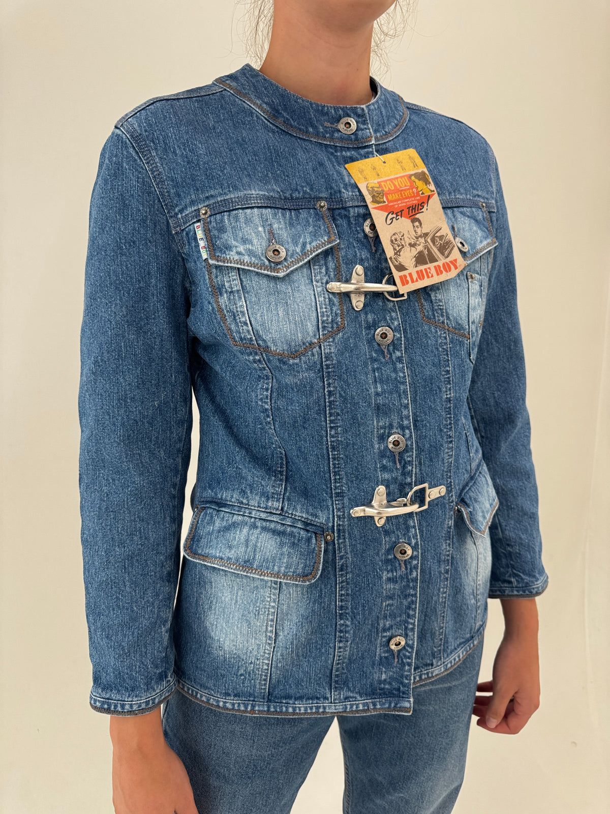 Geaca vintage new old stock de jeans nouă cu etichetă cu toggle closure