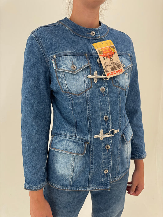 Geaca vintage new old stock de jeans nouă cu etichetă cu toggle closure