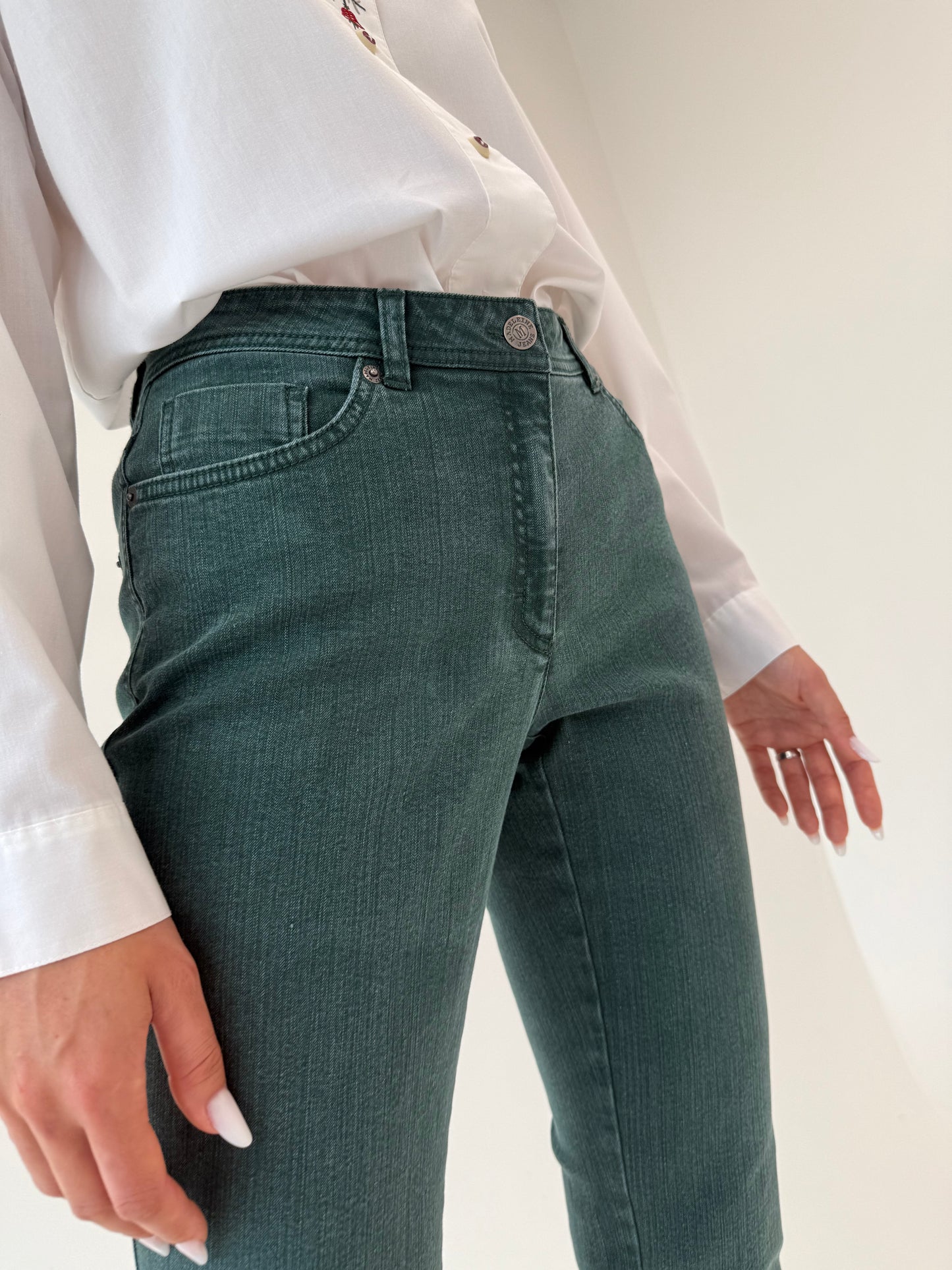Jeans luxury Madeleine petite capri ultra confort modelatori forest green