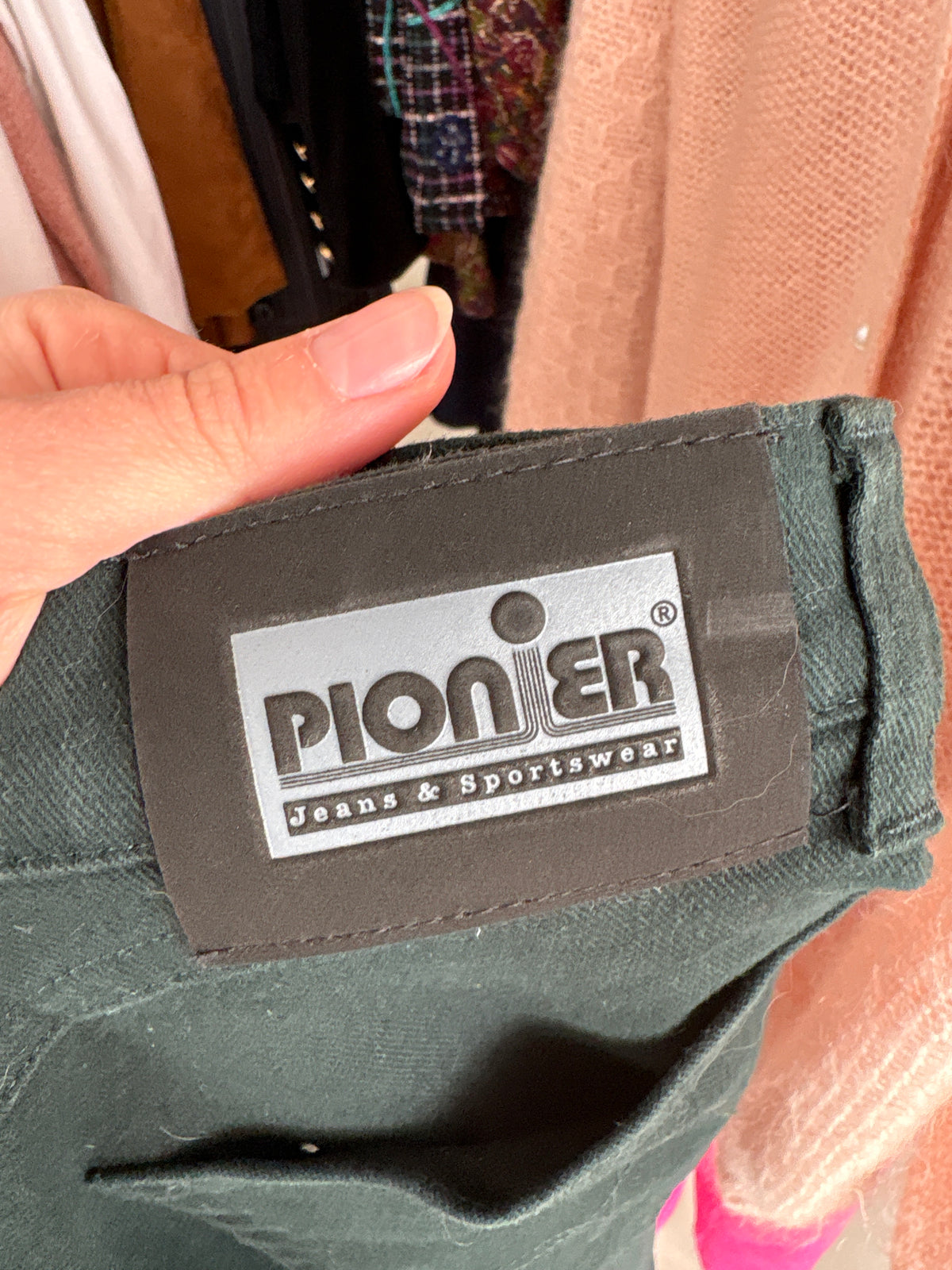 Jeans vintage dark green din bumbac gros excepțional modelator mom fit