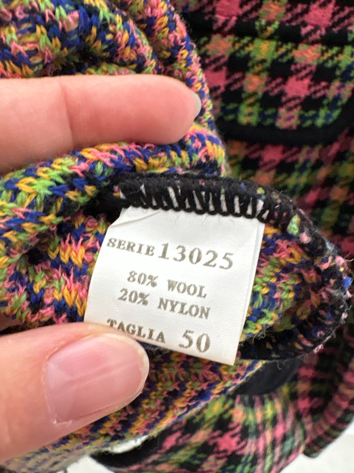 Sacou vintage în stil Chanel italian tricot de 80% lana extrafina plin în culori superbe
